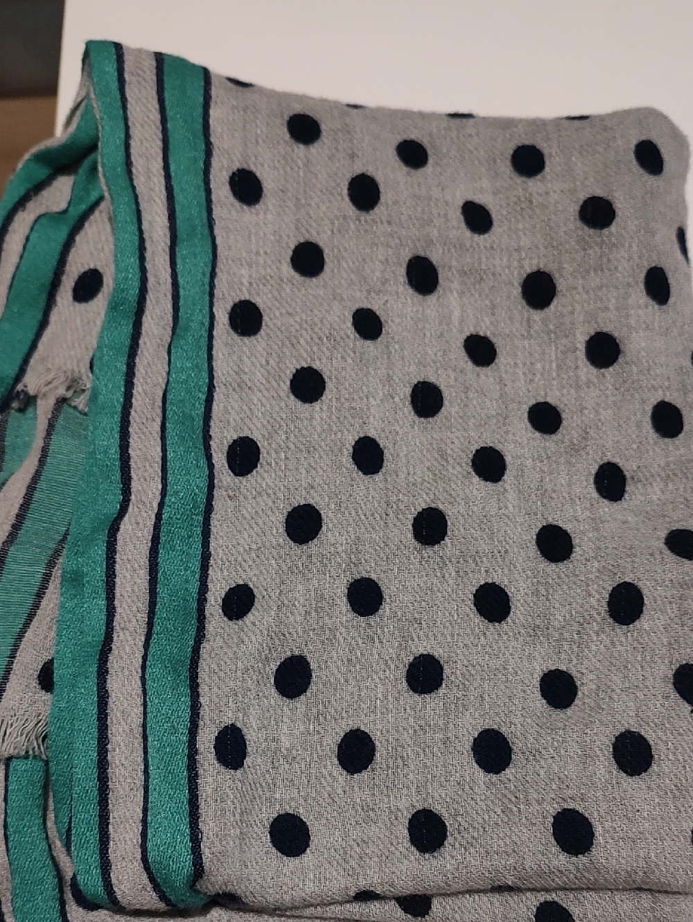 Talbots Cotton Blend Gray, Teal & Black Striped Lightweight Scarf Feminine Soft